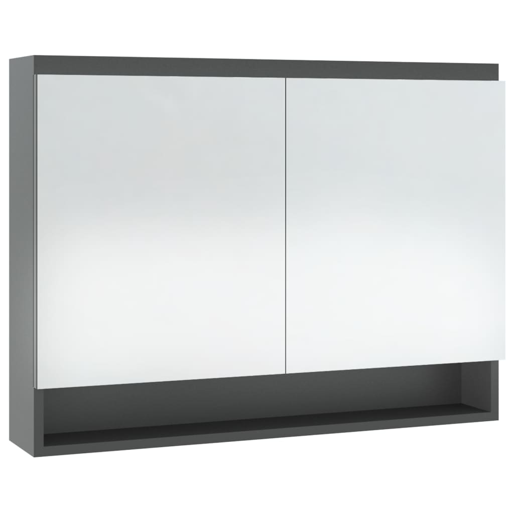 Badkamerkast met spiegel 80x15x60 cm MDF grijs - Griffin Retail