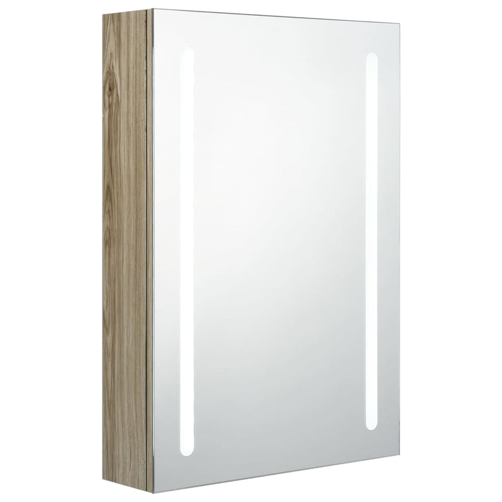 Badkamerkast met spiegel en LED 50x13x70 cm eikenkleurig - Griffin Retail