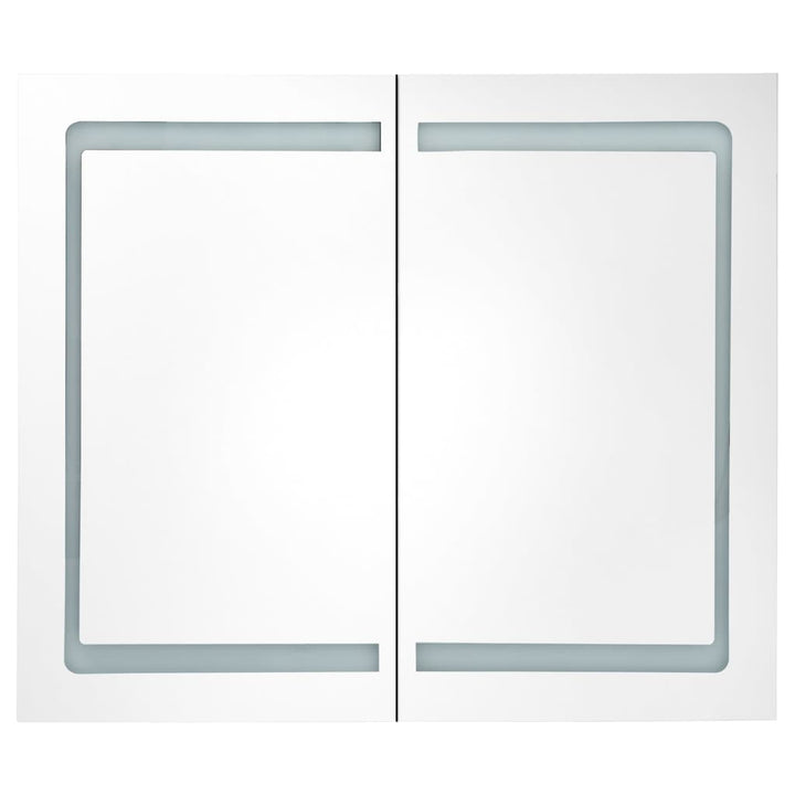 Badkamerkast met spiegel en LED 80x12x68 cm wit en eikenkleurig - Griffin Retail