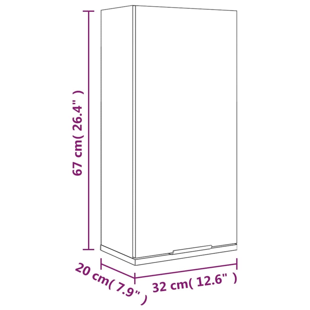 Badkamerkast wandgemonteerd 32x20x67 cm bruineikenkleurig - Griffin Retail