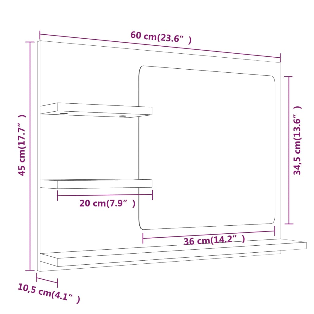 Badkamerspiegel 60x10,5x45 cm bewerkt hout bruineikenkleurig - Griffin Retail