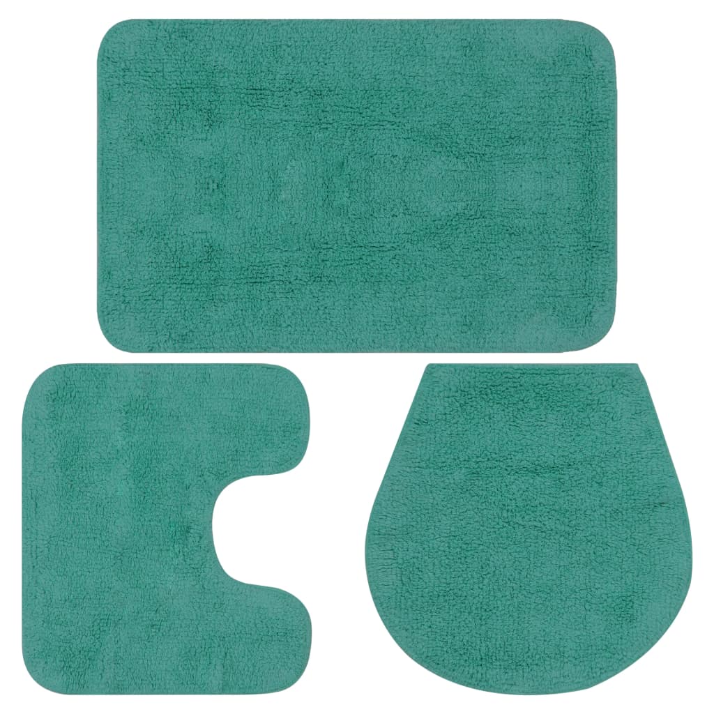 Badmattenset stof turquoise 3-delig - Griffin Retail