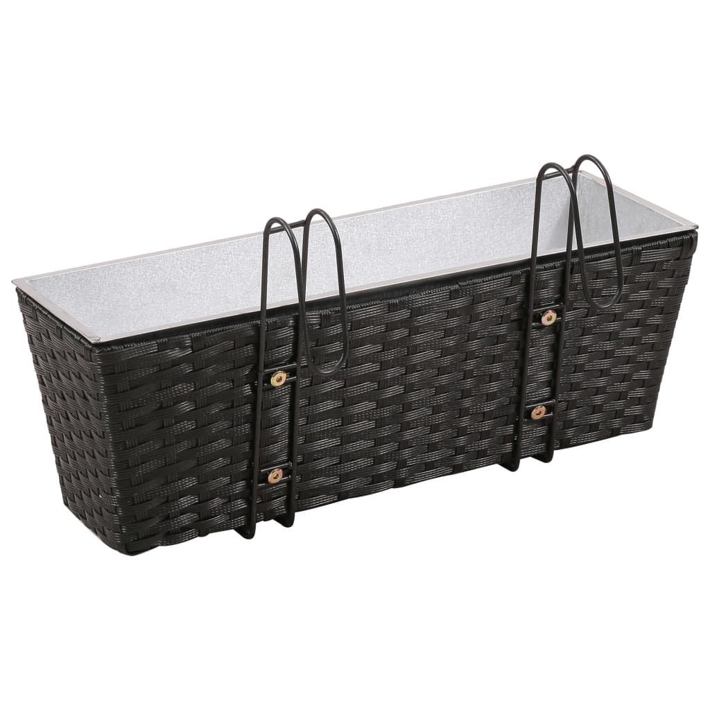 Balkonplantenbakken 2 st 50 cm rattan zwart - Griffin Retail