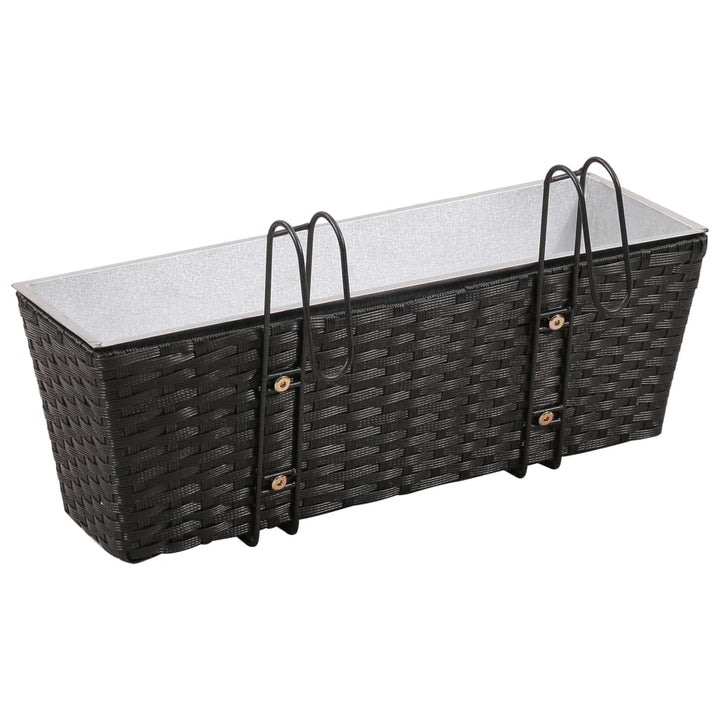 Balkonplantenbakken 2 st 50 cm rattan zwart - Griffin Retail