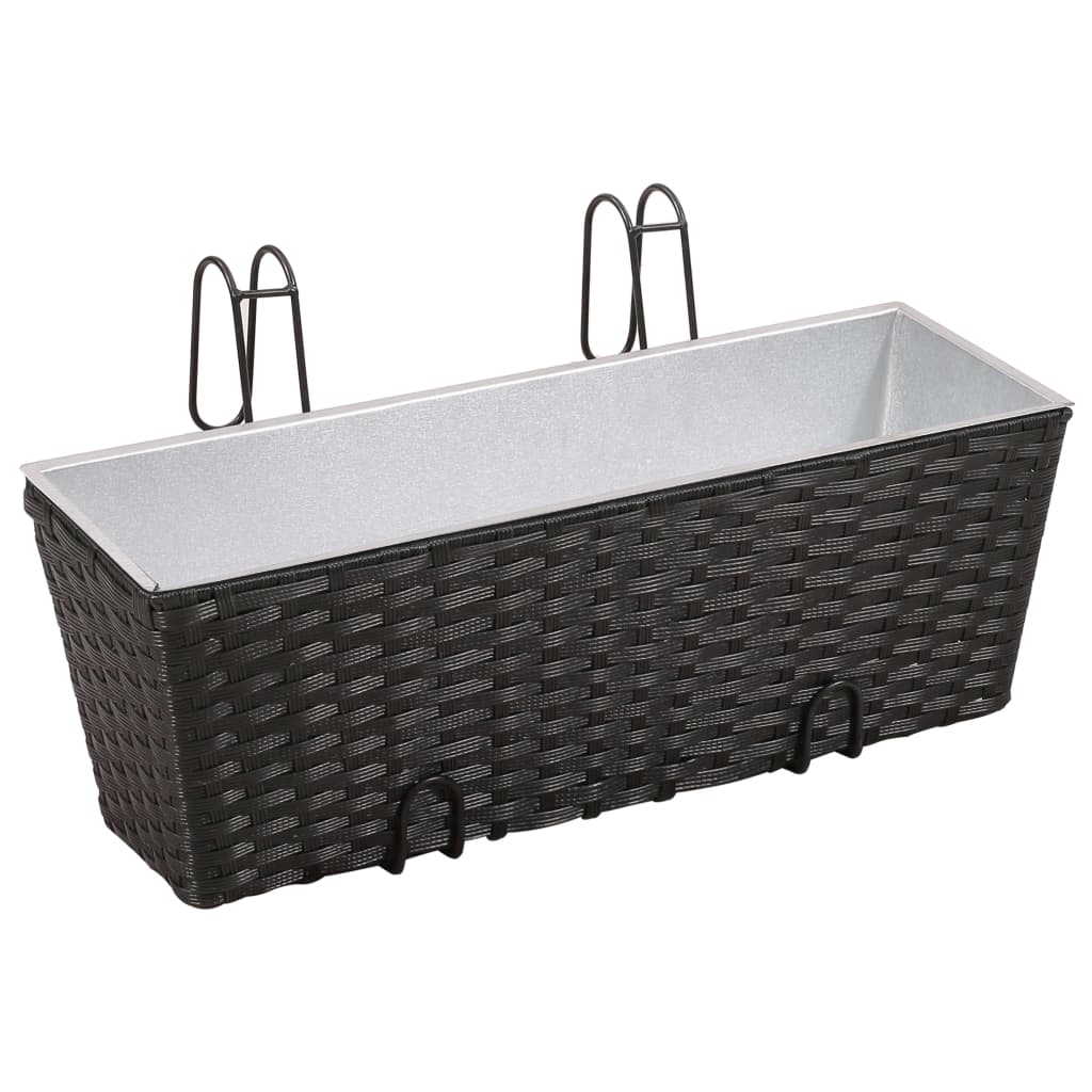 Balkonplantenbakken 2 st 50 cm rattan zwart - Griffin Retail