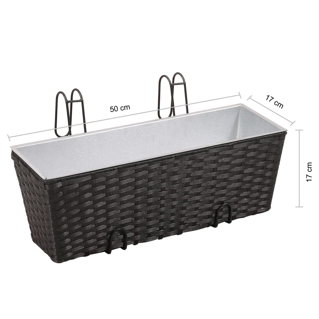 Balkonplantenbakken 2 st 50 cm rattan zwart - Griffin Retail