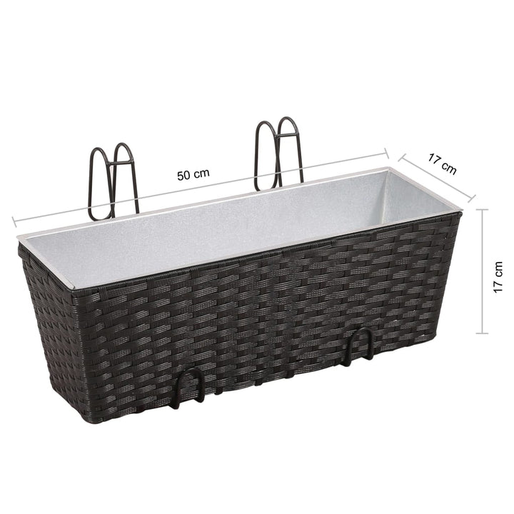 Balkonplantenbakken 2 st 50 cm rattan zwart - Griffin Retail