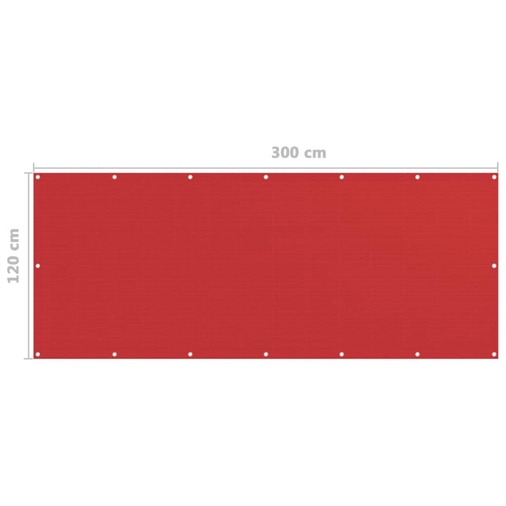 Balkonscherm 120x300 cm HDPE rood - Griffin Retail