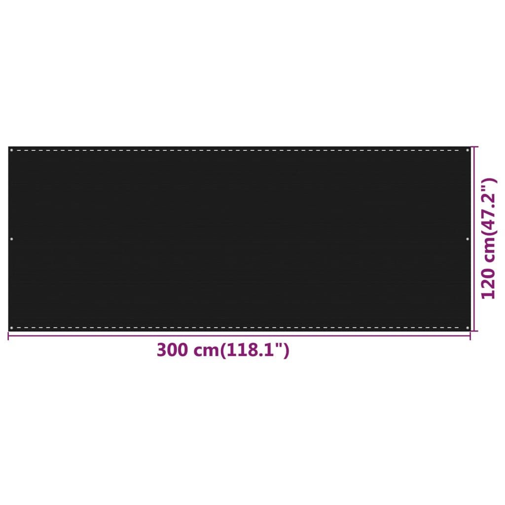 Balkonscherm 120x300 cm HDPE zwart - Griffin Retail