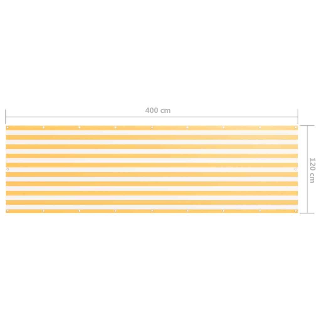 Balkonscherm 120x400 cm oxford stof wit en geel - Griffin Retail