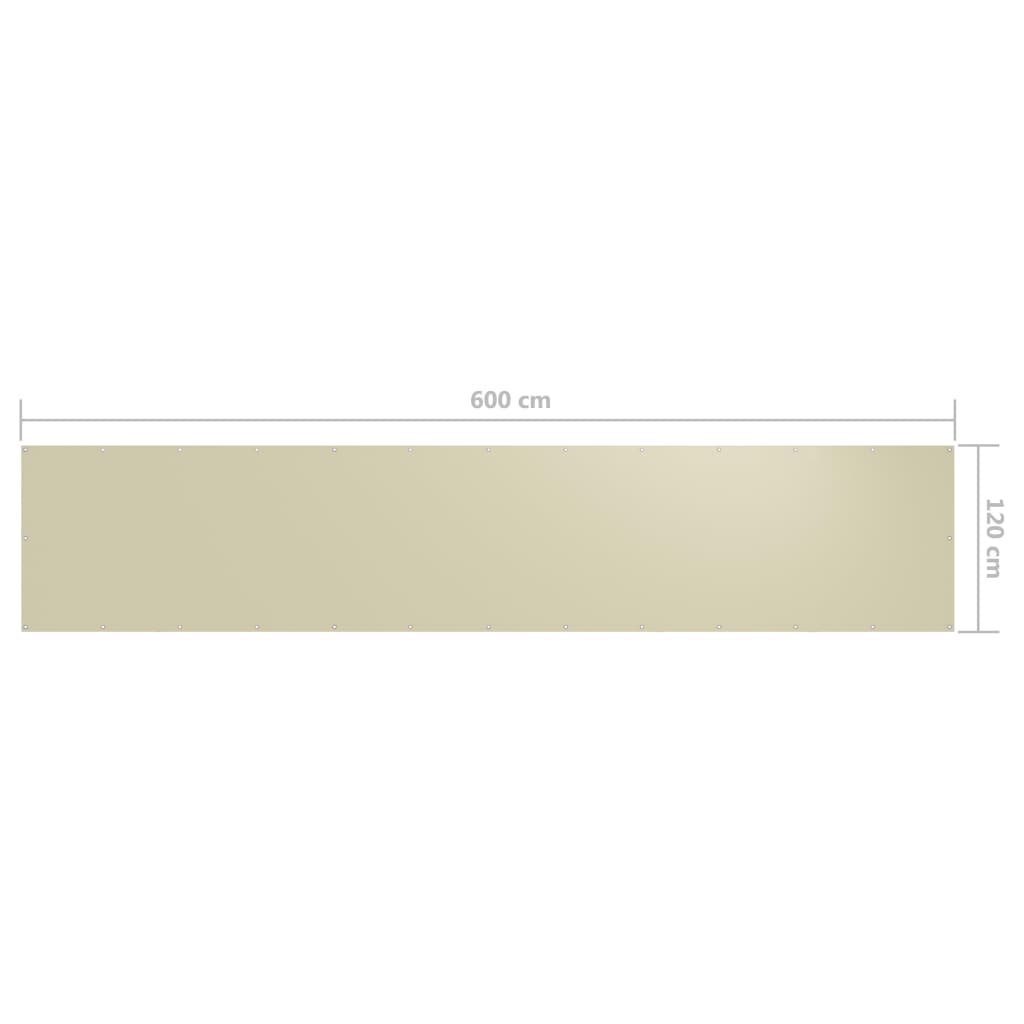 Balkonscherm 120x600 cm oxford stof crème - Griffin Retail
