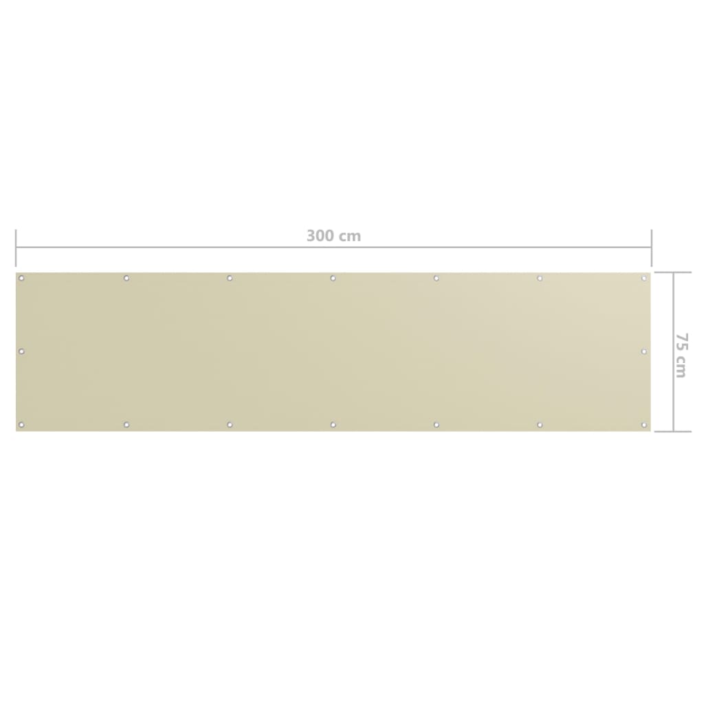 Balkonscherm 75x300 cm oxford stof crème - Griffin Retail