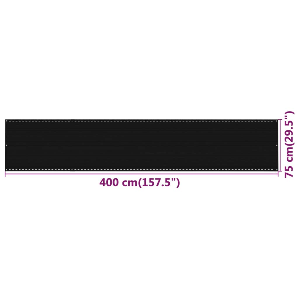 Balkonscherm 75x400 cm HDPE zwart - Griffin Retail