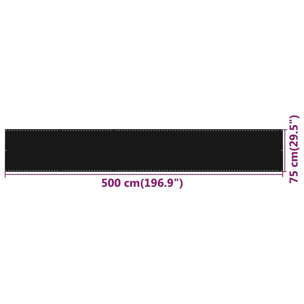 Balkonscherm 75x500 cm HDPE zwart - Griffin Retail