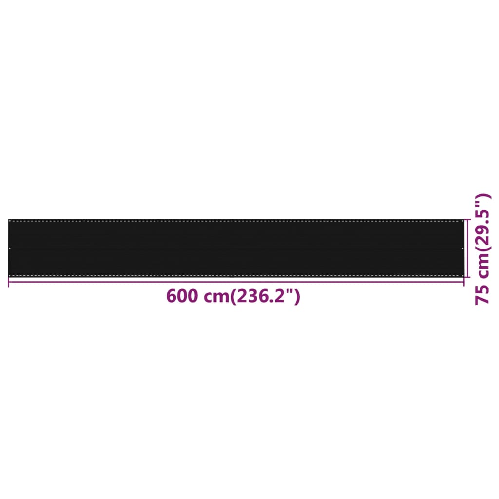 Balkonscherm 75x600 cm HDPE zwart - Griffin Retail