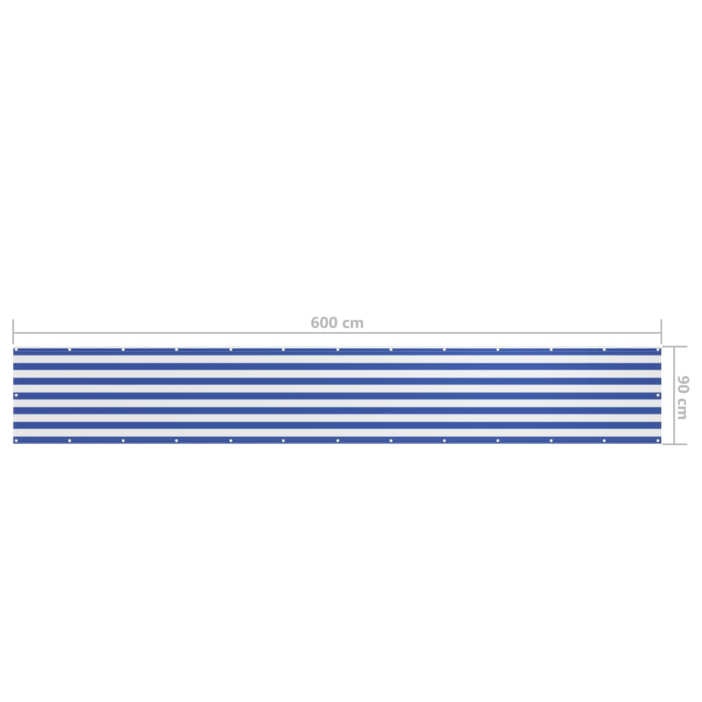 Balkonscherm 90x600 cm oxford stof wit en blauw - Griffin Retail