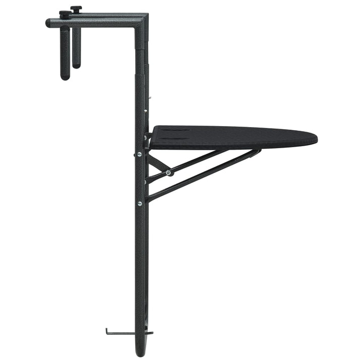 Balkontafel hangend 60x64x83,5 cm rattan-look kunststof zwart - Griffin Retail
