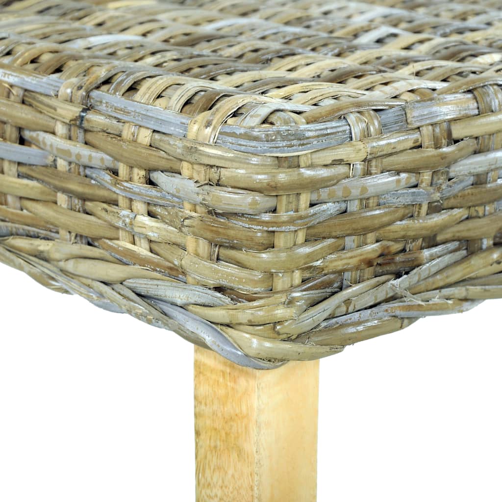 Bankje 110 cm natuurlijk kubu rattan en massief mangohout - Griffin Retail