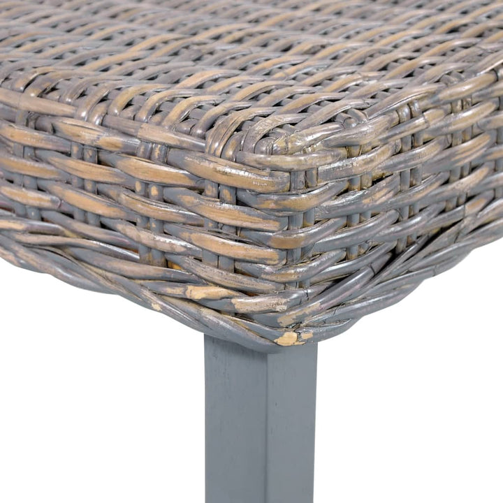 Bankje 110 cm natuurlijk kubu rattan en massief mangohout grijs - Griffin Retail