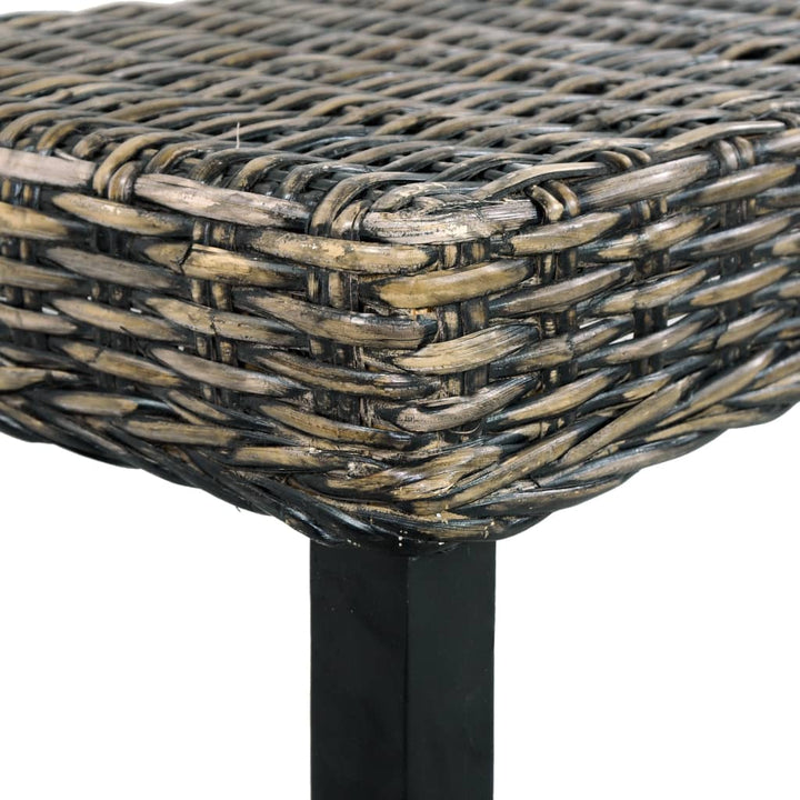 Bankje 110 cm natuurlijk kubu rattan en massief mangohout zwart - Griffin Retail