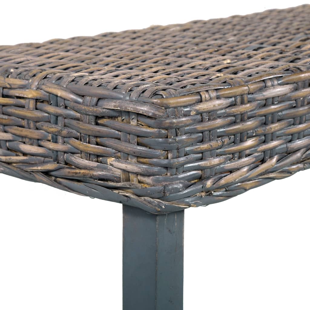 Bankje 160 cm natuurlijk kubu rattan en massief mangohout grijs - Griffin Retail