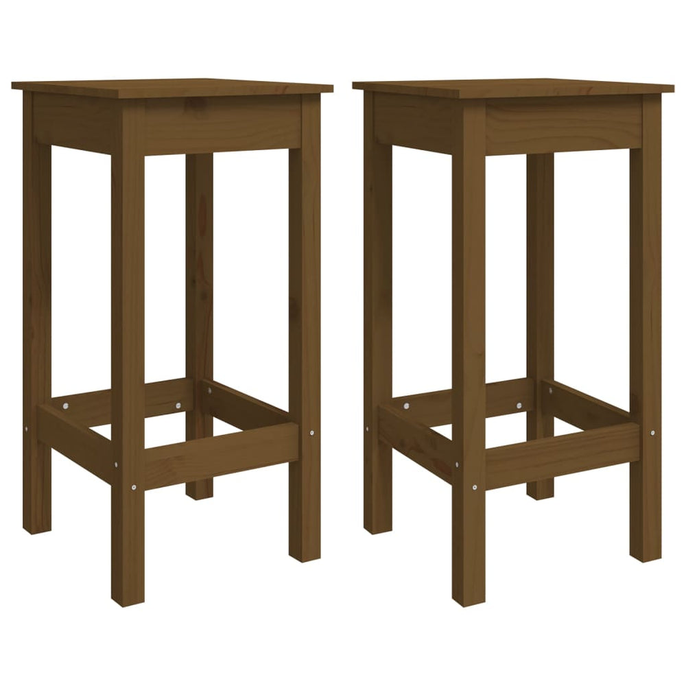 Barstoelen 2 st 40x40x78 cm massief grenenhout honingbruin - Griffin Retail
