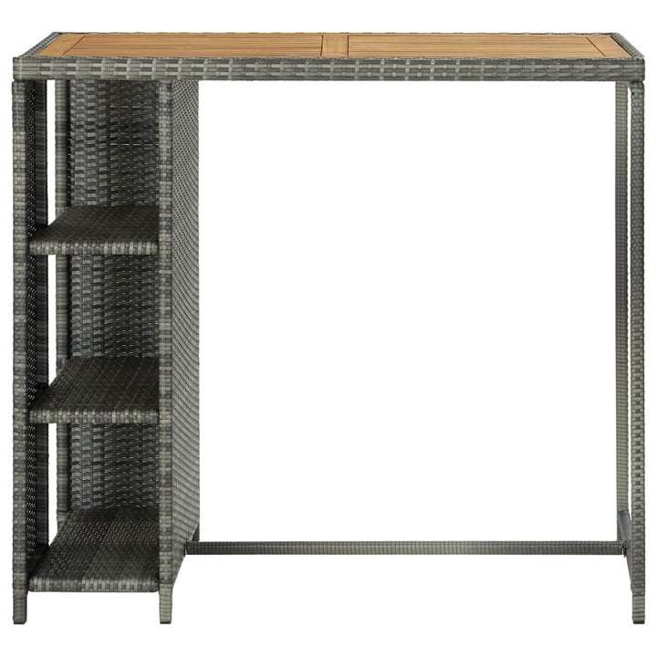 Bartafel met opbergrek 120x60x110 cm poly rattan grijs - Griffin Retail