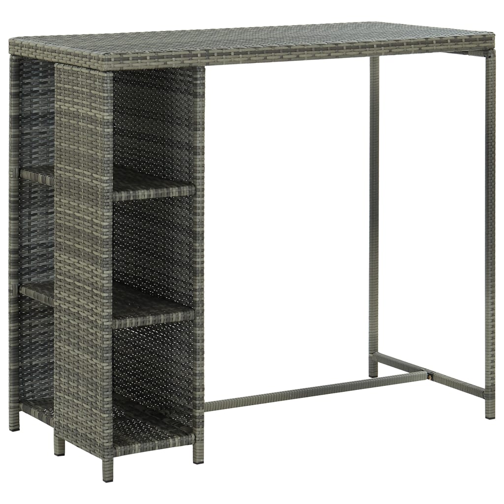 Bartafel met opbergrek 120x60x110 cm poly rattan grijs - Griffin Retail