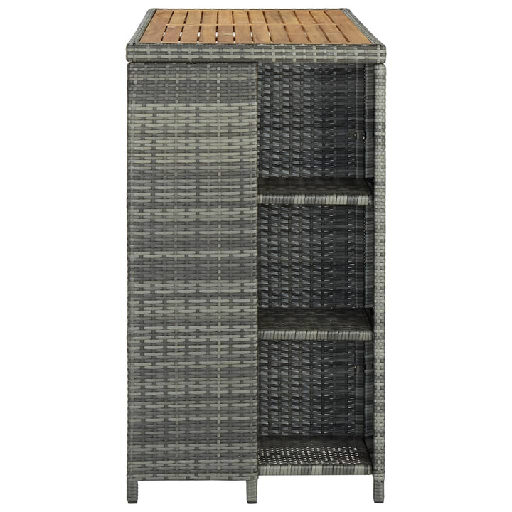 Bartafel met opbergrek 120x60x110 cm poly rattan grijs - Griffin Retail