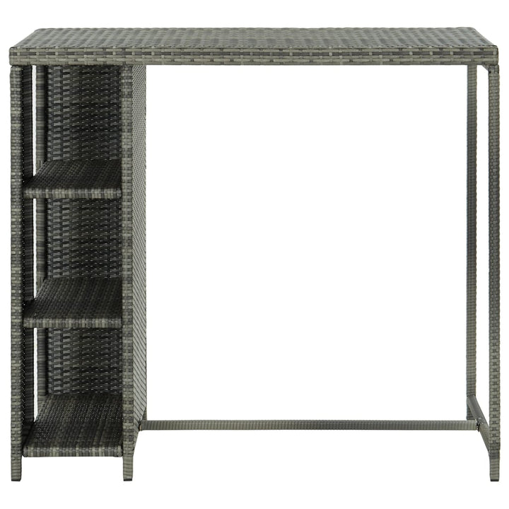 Bartafel met opbergrek 120x60x110 cm poly rattan grijs - Griffin Retail