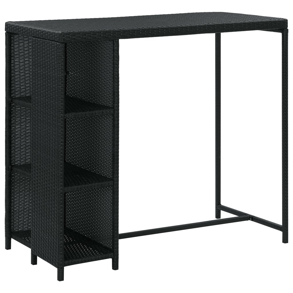 Bartafel met opbergrek 120x60x110 cm poly rattan zwart - Griffin Retail