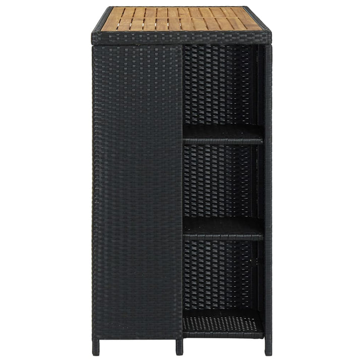 Bartafel met opbergrek 120x60x110 cm poly rattan zwart - Griffin Retail