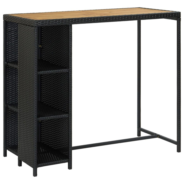 Bartafel met opbergrek 120x60x110 cm poly rattan zwart - Griffin Retail