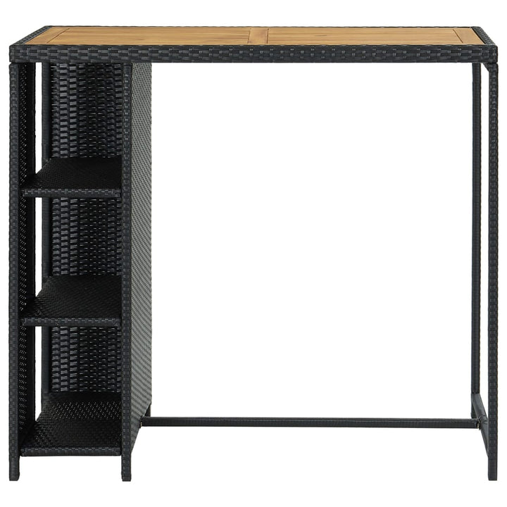 Bartafel met opbergrek 120x60x110 cm poly rattan zwart - Griffin Retail