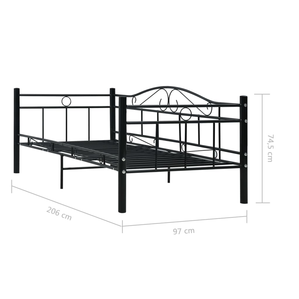 Bedbankframe metaal zwart 90x200 cm - Griffin Retail