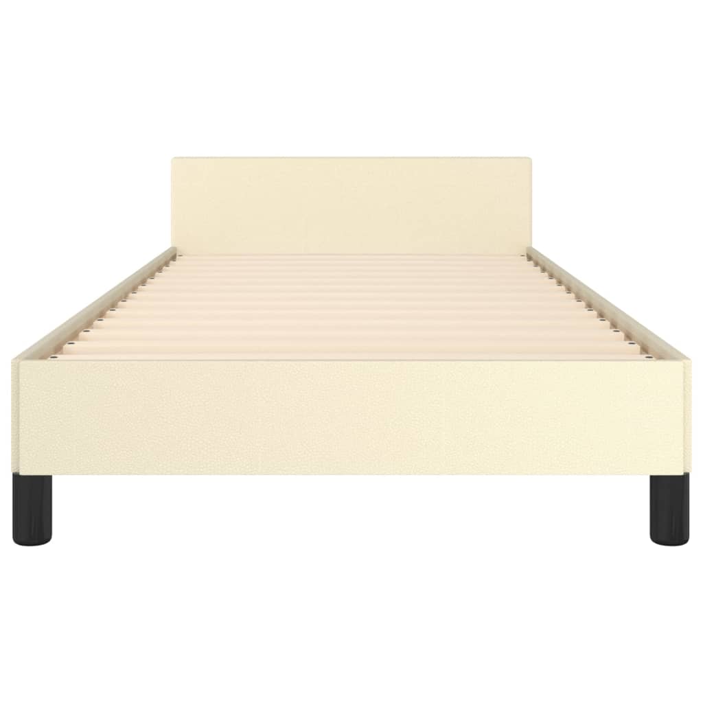 Bedframe met hoofdbord kunstleer crèmekleurig 80x200 cm - Griffin Retail