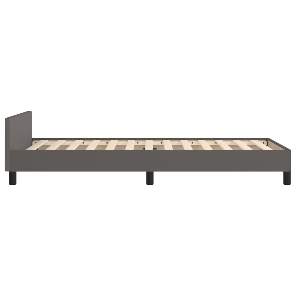 Bedframe met hoofdbord kunstleer grijs 80x200 cm - Griffin Retail