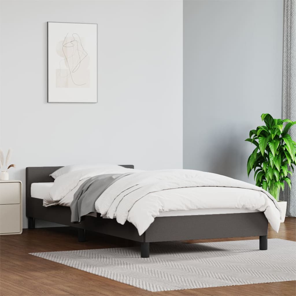 Bedframe met hoofdbord kunstleer grijs 80x200 cm - Griffin Retail