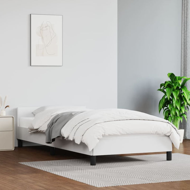 Bedframe met hoofdbord kunstleer wit 90x190 cm - Griffin Retail