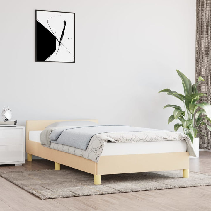 Bedframe met hoofdeinde stof crèmekleurig 90x200 cm - Griffin Retail