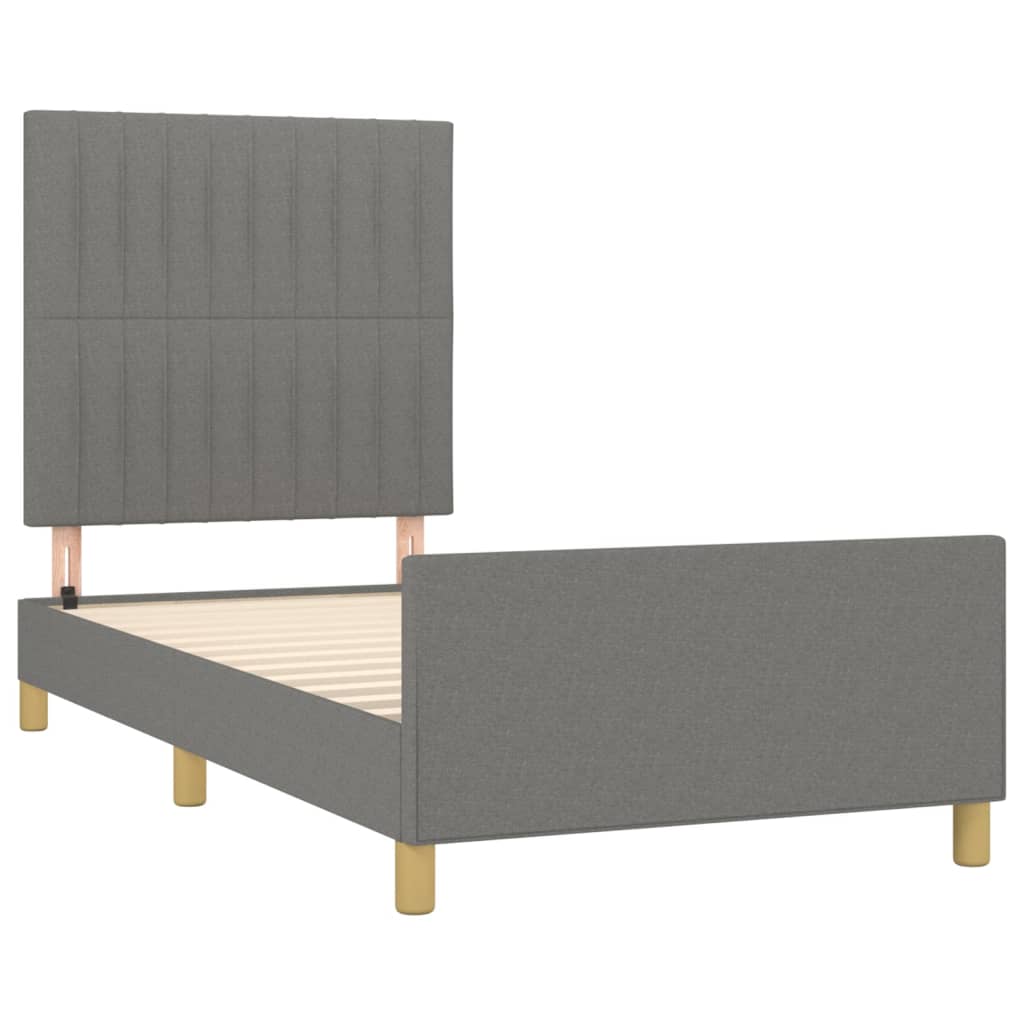 Bedframe met hoofdeinde stof donkergrijs 100x200 cm - Griffin Retail