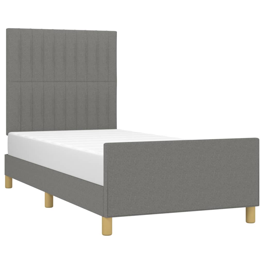 Bedframe met hoofdeinde stof donkergrijs 100x200 cm - Griffin Retail