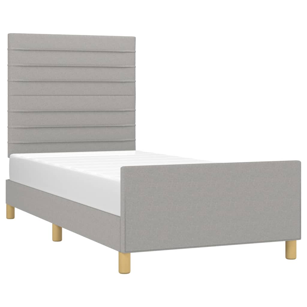 Bedframe met hoofdeinde stof lichtgrijs 100x200 cm - Griffin Retail