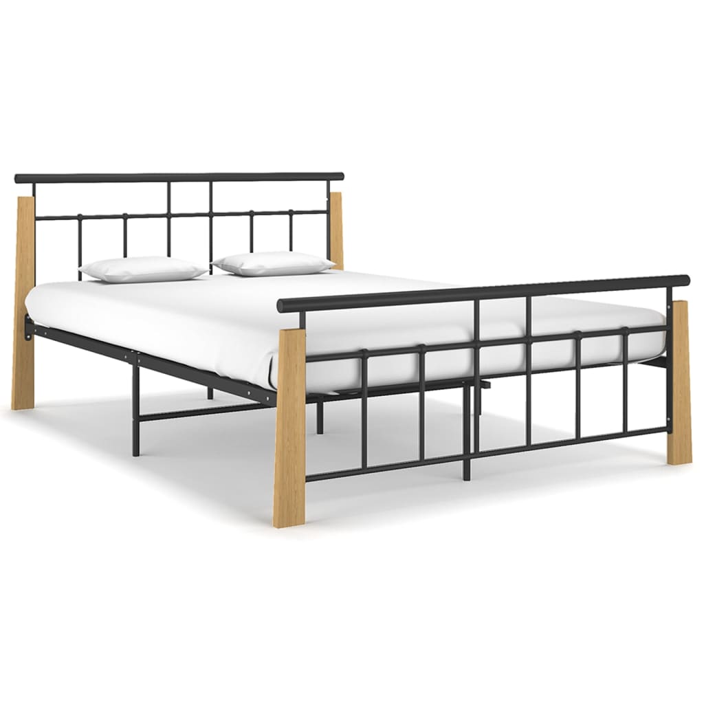 Bedframe metaal en massief eikenhout 140x200 cm - Griffin Retail