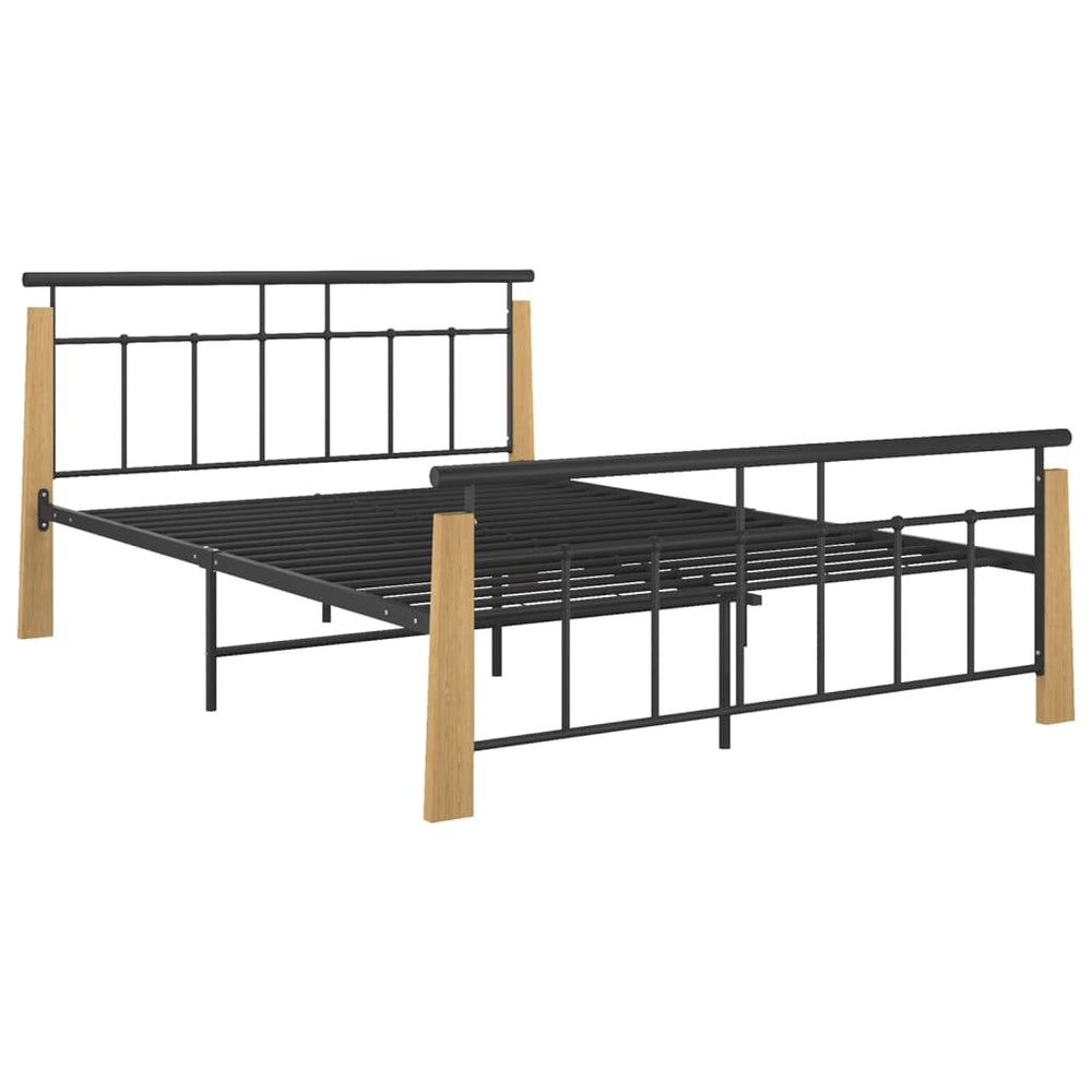 Bedframe metaal en massief eikenhout 140x200 cm - Griffin Retail