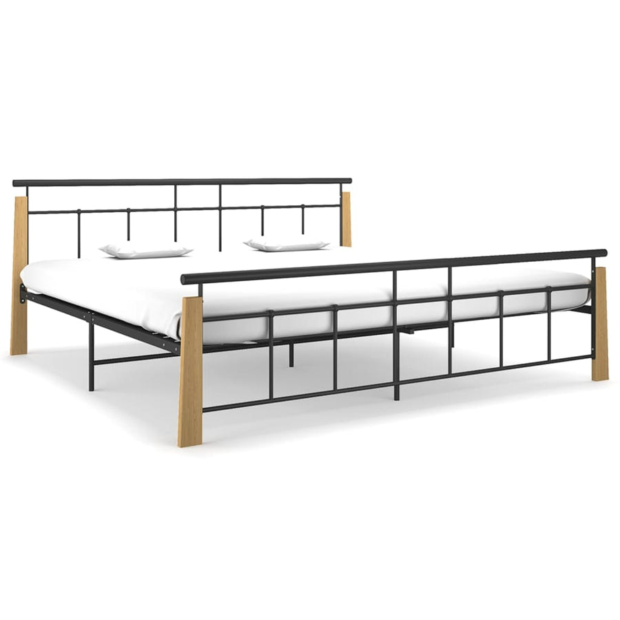 Bedframe metaal en massief eikenhout 200x200 cm - Griffin Retail