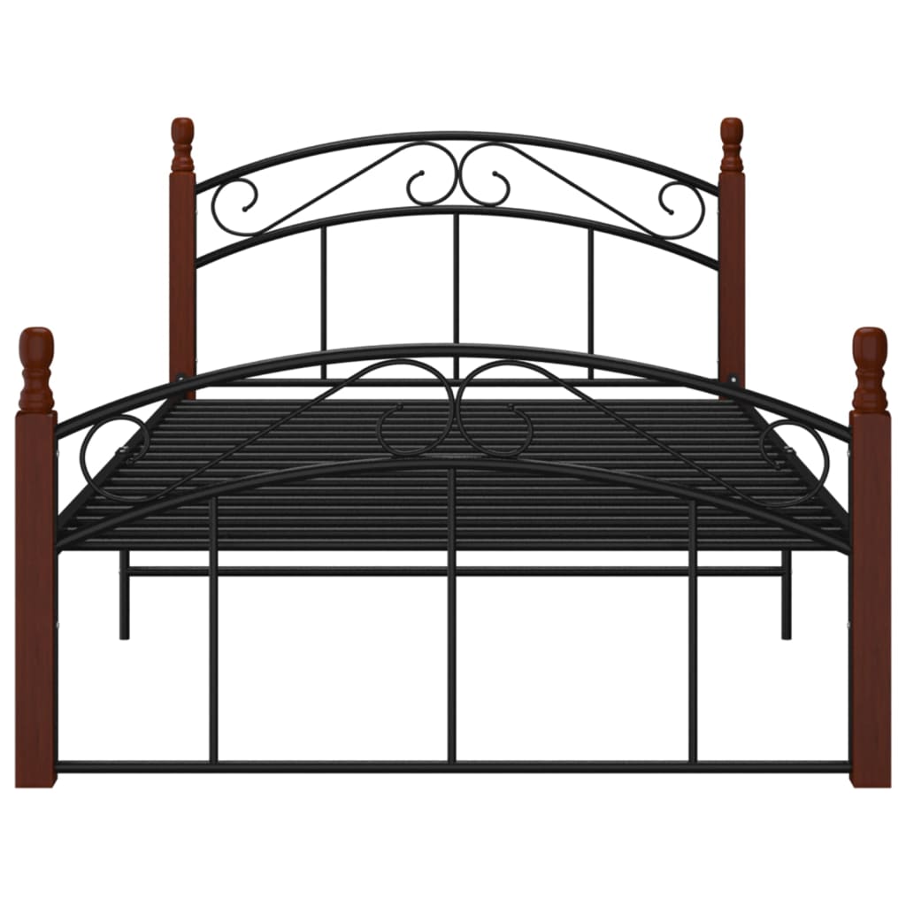 Bedframe metaal en massief eikenhout zwart 120x200 cm - Griffin Retail