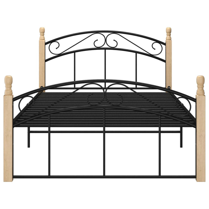 Bedframe metaal en massief eikenhout zwart 120x200 cm - Griffin Retail