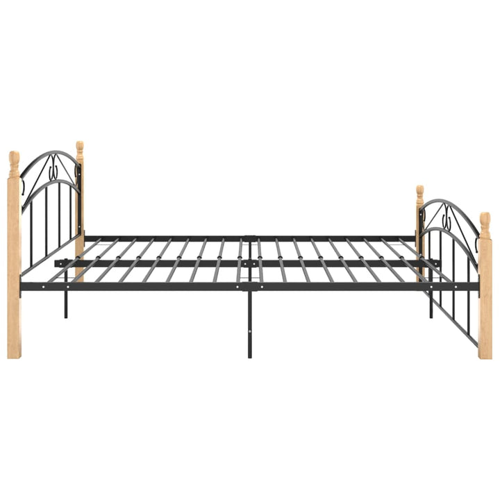 Bedframe metaal en massief eikenhout zwart 160x200 cm - Griffin Retail