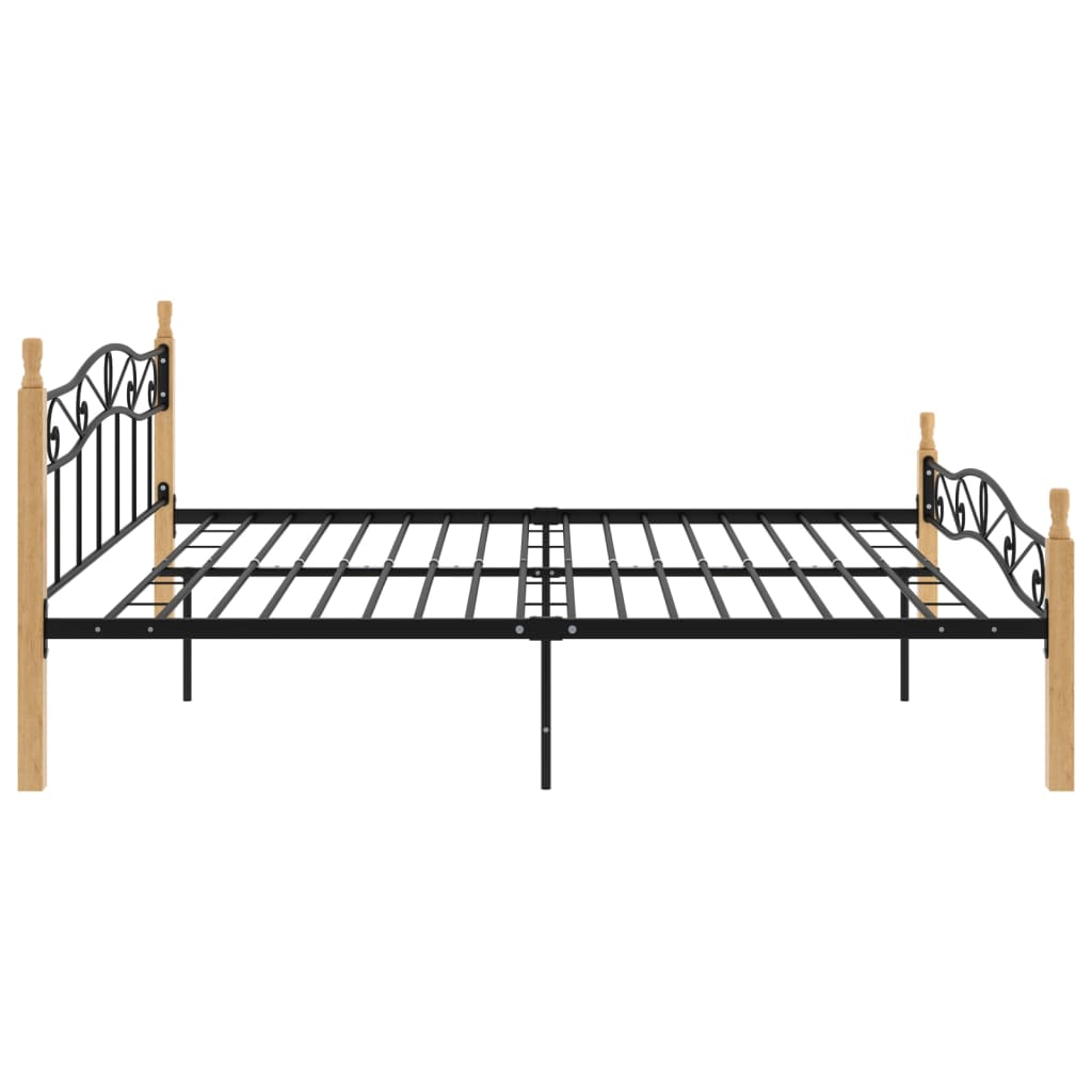 Bedframe metaal en massief eikenhout zwart 180x200 cm - Griffin Retail